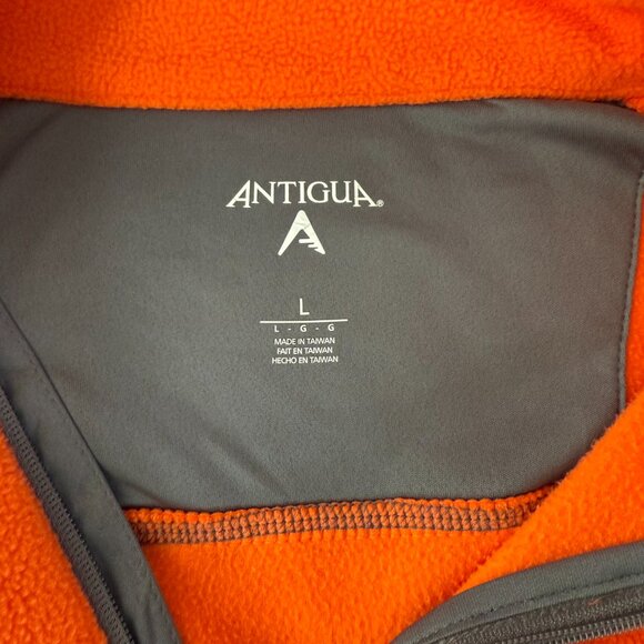 Antigua Orange Mock Collar Ice Quarter-Zip Soft Fleece Pullover Jacket Size L - Picture 7 of 11